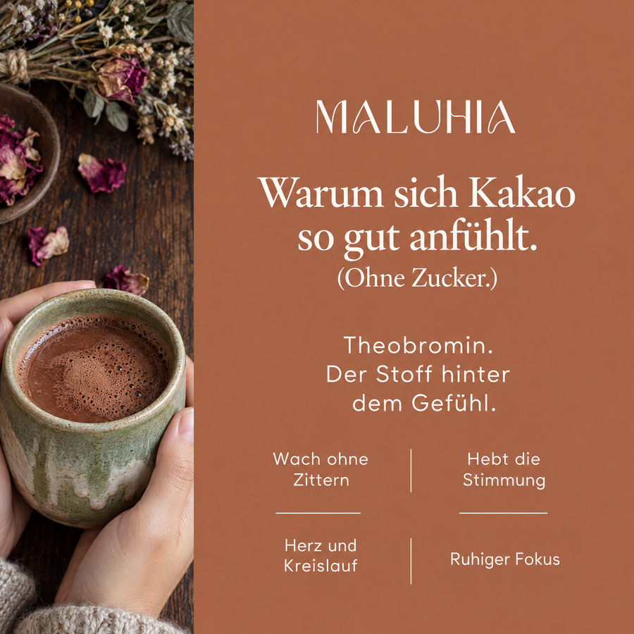 1. Theobromin arbeitet über deine Gefäße, nicht über dein Nervensystem